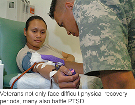 Veterans not only face difficult physical recovery periods, but also can battle PTSD.